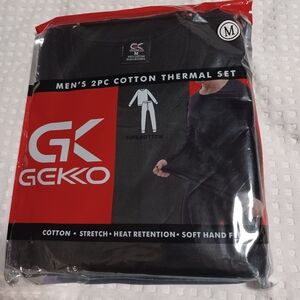 Men's Black Cotton Thermal Set